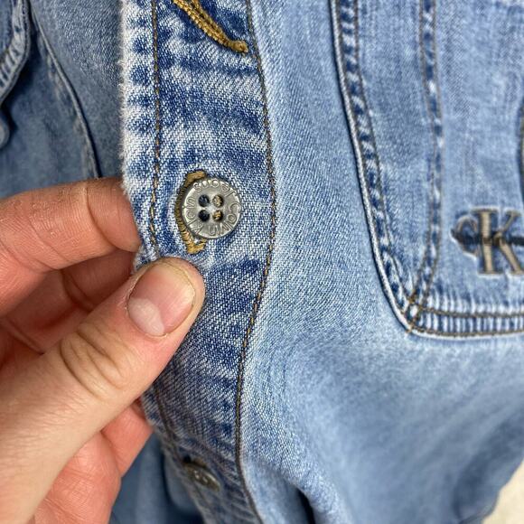 VINTAGE Calvin Klein Jeans Denim Long Sleeve Loose Fit Button Up Shirt Medium - Picture 8 of 9
